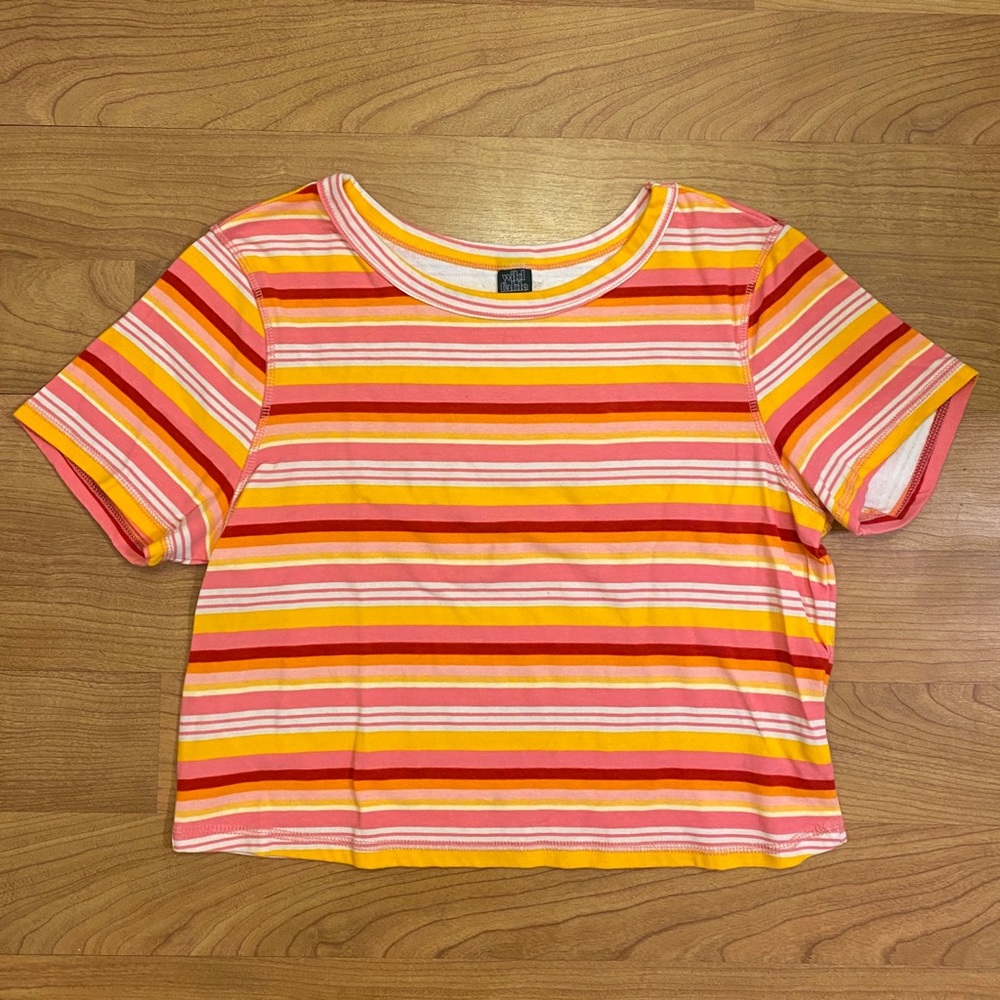 Wild Fable Retro Striped Crop Tee